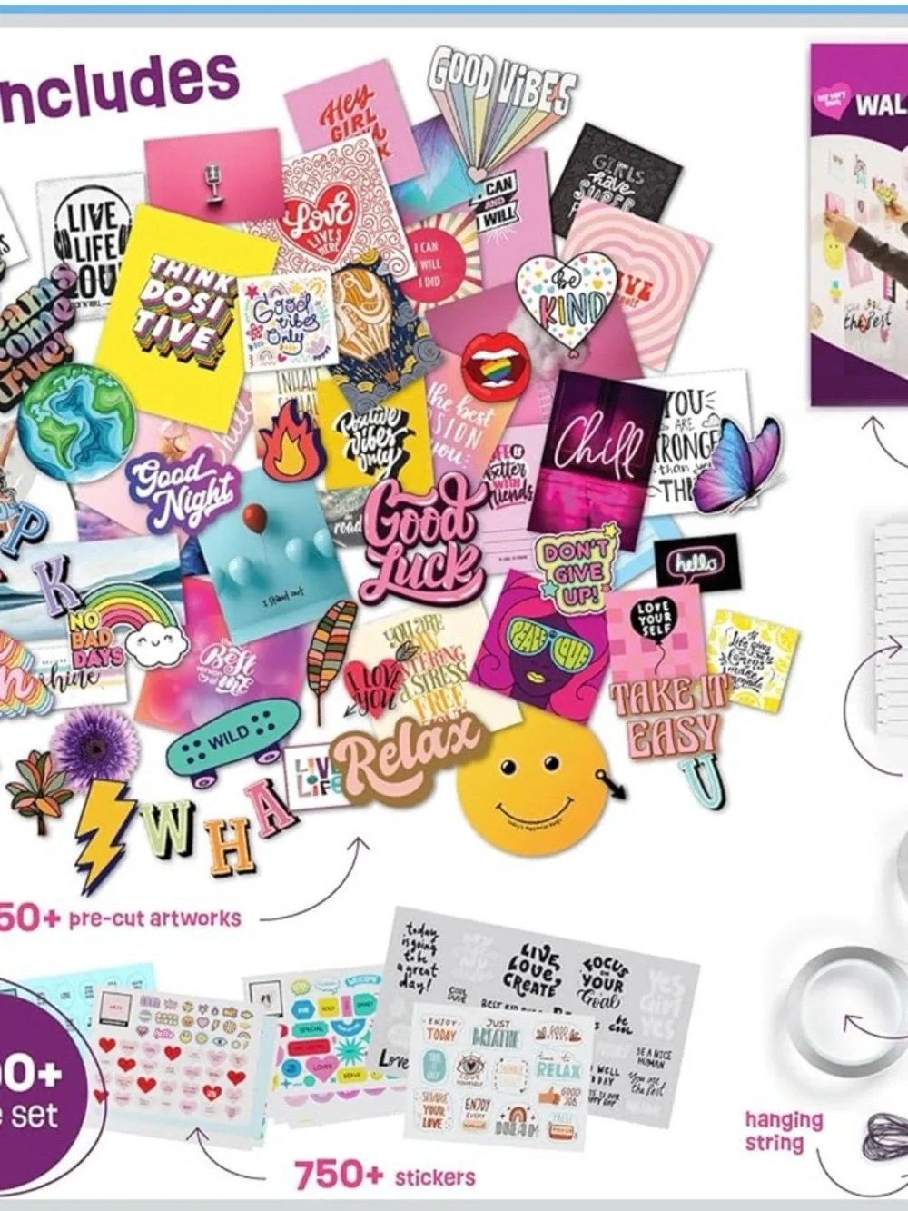 Wall Collage Making Kit‎ - Pink Multicolor Stickers